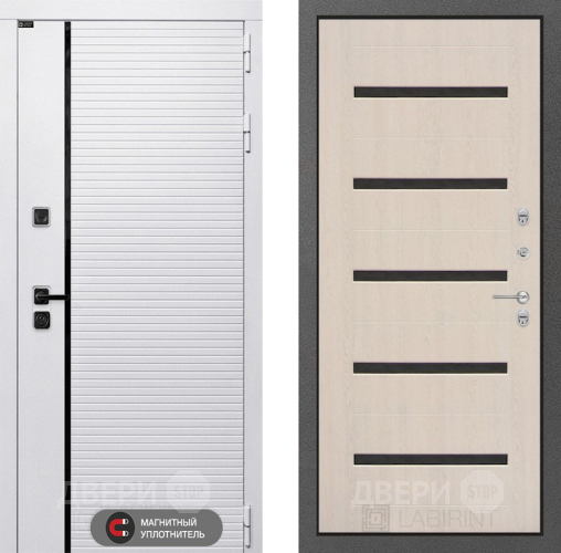 Входная металлическая Дверь Лабиринт (LABIRINT) Royal 01 Беленый дуб в Реутове