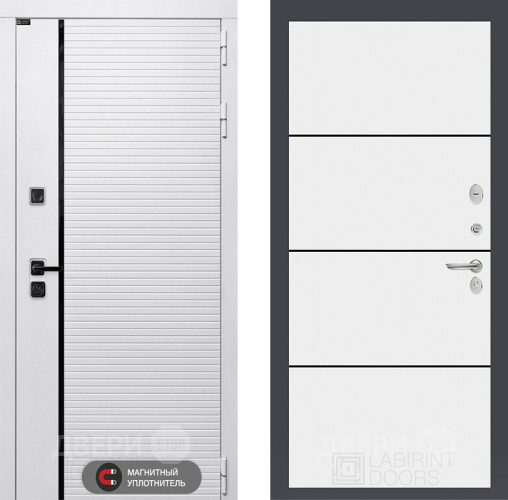 Входная металлическая Дверь Лабиринт (LABIRINT) Royal 25 Белый софт в Реутове