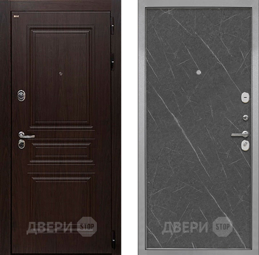 Входная металлическая Дверь Интекрон (INTECRON) Брайтон Тиковое Дерево Гладкая Гранит лава оникс в Реутове