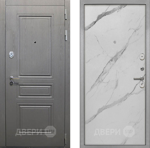 Входная металлическая Дверь Интекрон (INTECRON) Брайтон Графит Гладкая Мрамор натуральный арктик в Реутове