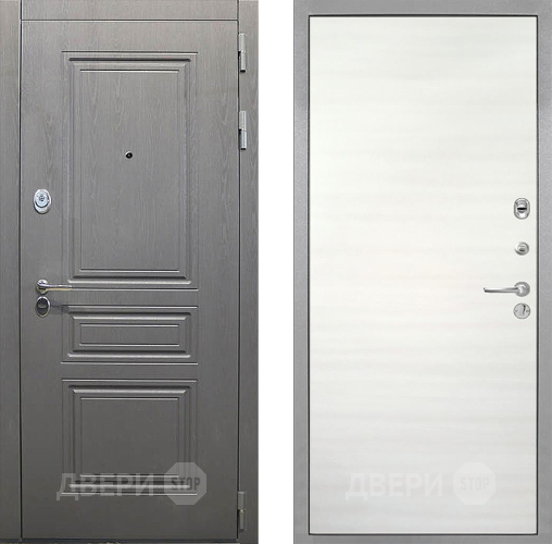 Входная металлическая Дверь Интекрон (INTECRON) Брайтон Графит Гладкая Дуб сильвер поперечный в Реутове