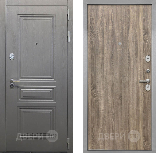 Входная металлическая Дверь Интекрон (INTECRON) Брайтон Графит Гладкая Дуб турин в Реутове