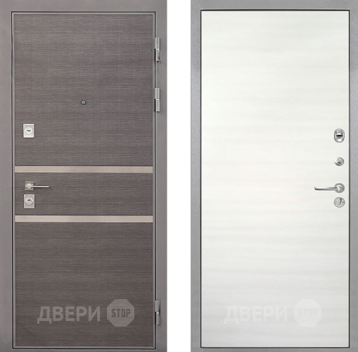 Входная металлическая Дверь Интекрон (INTECRON) Неаполь Гладкая Дуб сильвер поперечный в Реутове