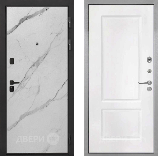 Входная металлическая Дверь Интекрон (INTECRON) Профит Black Мрамор Арктик КВ-2 Белый матовый в Реутове