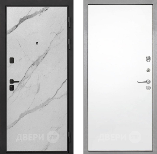 Входная металлическая Дверь Интекрон (INTECRON) Профит Black Мрамор Арктик Гладкая Силк Сноу в Реутове