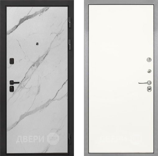 Входная металлическая Дверь Интекрон (INTECRON) Профит Black Мрамор Арктик Гладкая Слоновая кость в Реутове