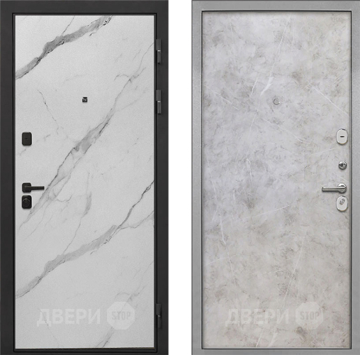 Входная металлическая Дверь Интекрон (INTECRON) Профит Black Мрамор Арктик Гладкая Мрамор светлый в Реутове