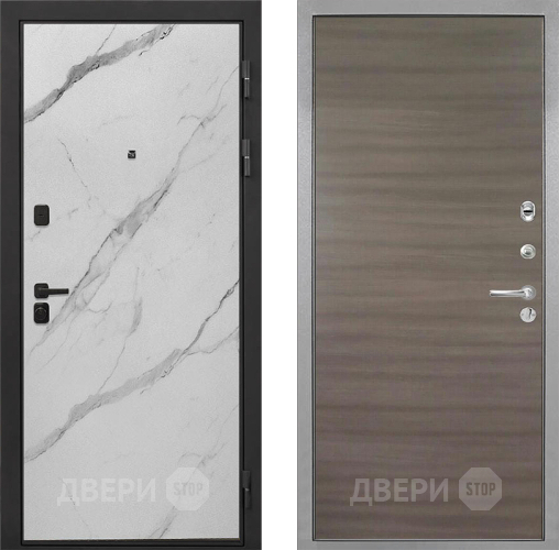 Входная металлическая Дверь Интекрон (INTECRON) Профит Black Мрамор Арктик Гладкая Дуб тоскано поперечный в Реутове
