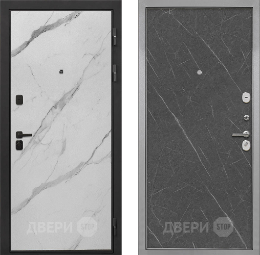 Входная металлическая Дверь Интекрон (INTECRON) Профит Black Мрамор Арктик Гладкая Гранит лава оникс в Реутове