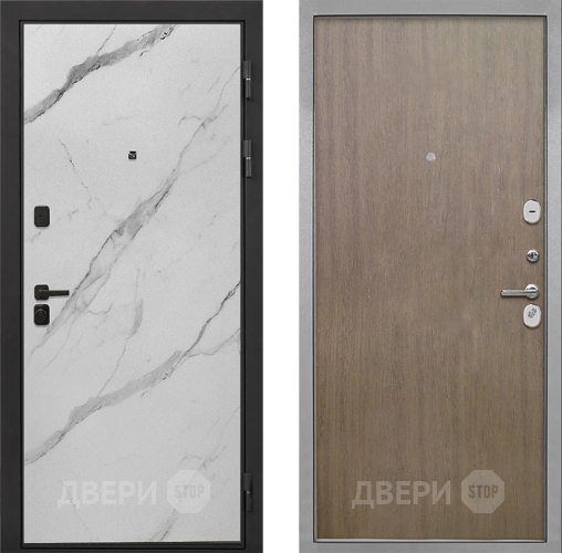 Входная металлическая Дверь Интекрон (INTECRON) Профит Black Мрамор Арктик Гладкая шпон Венге коричневый в Реутове