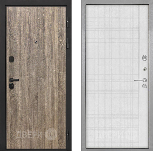 Входная металлическая Дверь Интекрон (INTECRON) Профит Black Дуб Турин В-07 с молдингом Лофт белый в Реутове