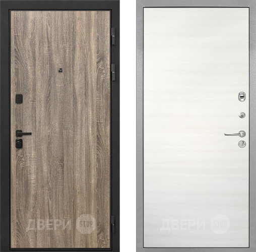 Входная металлическая Дверь Интекрон (INTECRON) Профит Black Дуб Турин Гладкая Дуб сильвер поперечный в Реутове