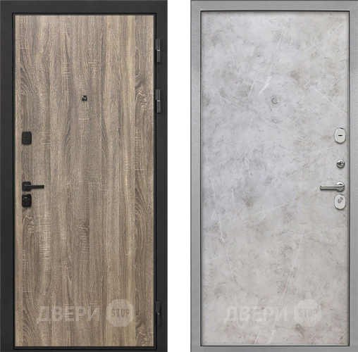 Входная металлическая Дверь Интекрон (INTECRON) Профит Black Дуб Турин Гладкая Мрамор светлый в Реутове