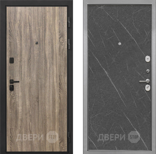 Входная металлическая Дверь Интекрон (INTECRON) Профит Black Дуб Турин Гладкая Гранит лава оникс в Реутове