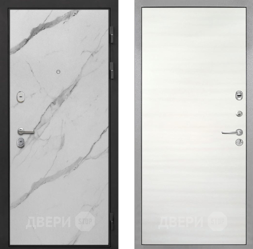 Входная металлическая Дверь Интекрон (INTECRON) Гектор Мрамор Арктик Гладкая Дуб сильвер поперечный в Реутове