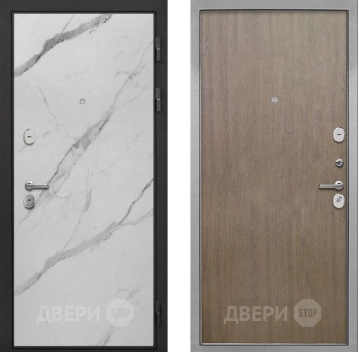 Входная металлическая Дверь Интекрон (INTECRON) Гектор Мрамор Арктик Гладкая шпон Венге коричневый в Реутове