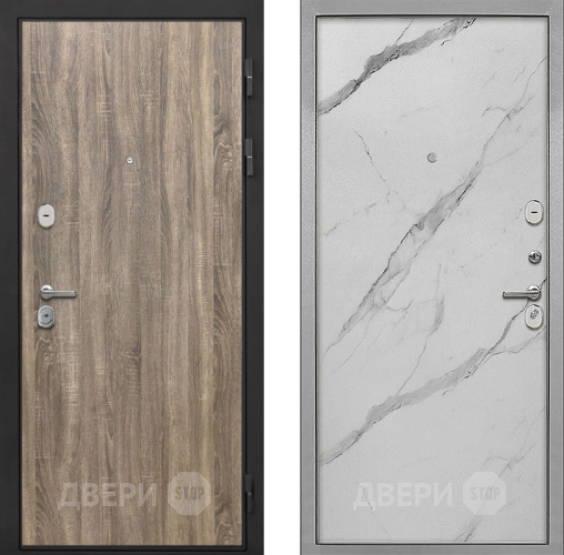 Входная металлическая Дверь Интекрон (INTECRON) Гектор Дуб Турин Гладкая Мрамор натуральный арктик в Реутове
