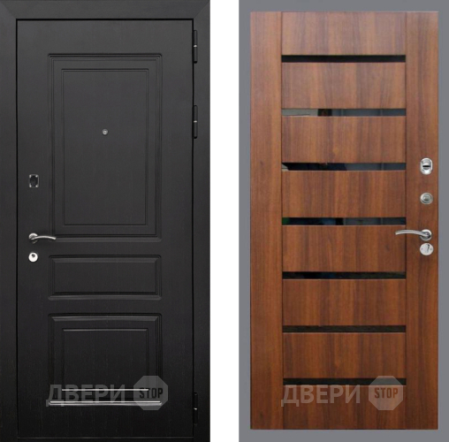 Входная металлическая Дверь Рекс (REX) 6 Венге СБ-14 стекло черное Орех бренди в Реутове