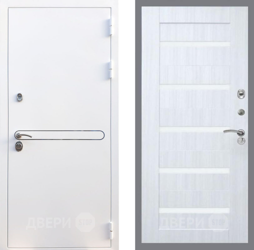 Входная металлическая Дверь Рекс (REX) 27 СБ-14 стекло белое Сандал белый в Реутове