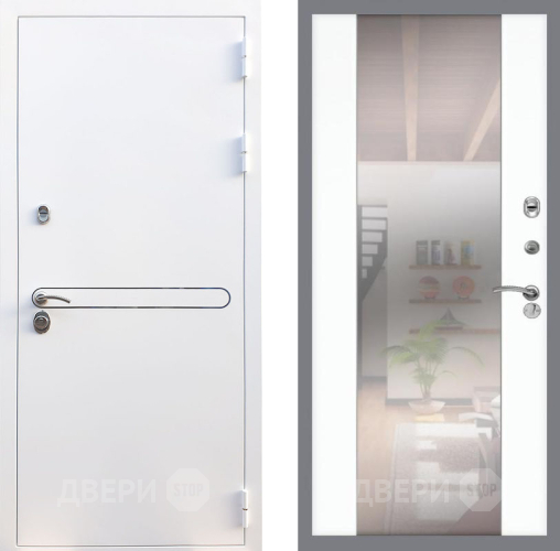 Входная металлическая Дверь Рекс (REX) 27 СБ-16 Зеркало Силк Сноу в Реутове