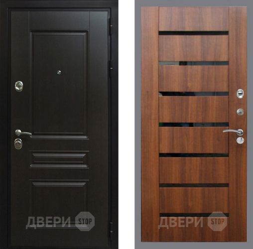 Входная металлическая Дверь Рекс (REX) Премиум-Н СБ-14 стекло черное Орех бренди в Реутове