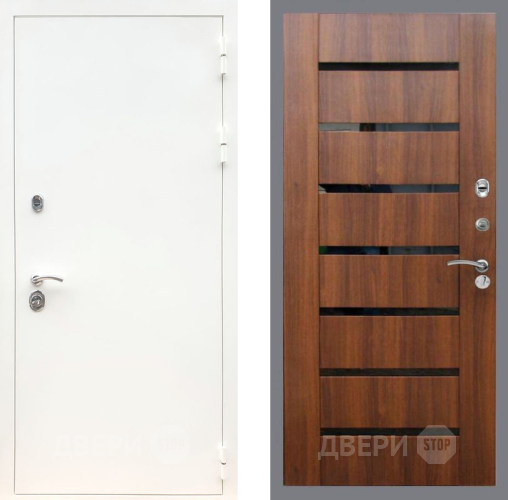 Дверь Рекс (REX) 5 Белая Шагрень СБ-14 стекло черное Орех бренди в Реутове