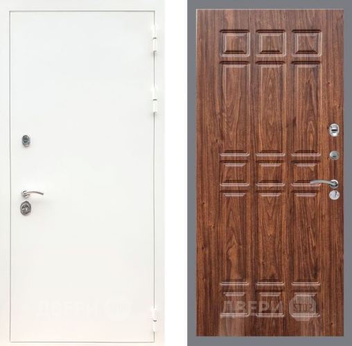 Входная металлическая Дверь Рекс (REX) 5 Белая Шагрень FL-33 орех тисненый в Реутове