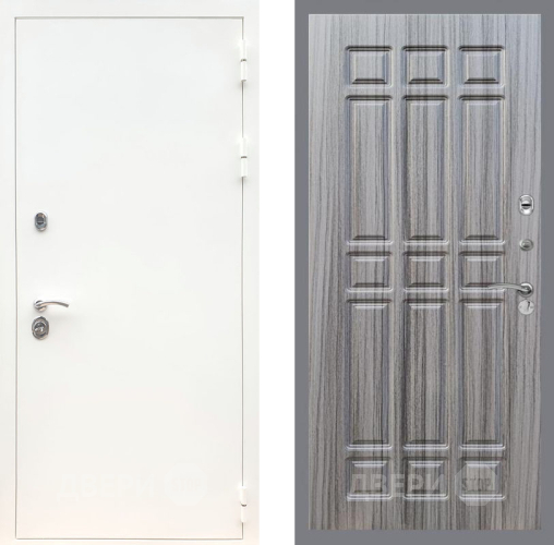 Входная металлическая Дверь Рекс (REX) 5 Белая Шагрень FL-33 Сандал грей в Реутове