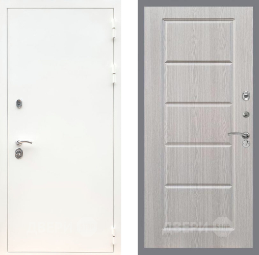 Входная металлическая Дверь Рекс (REX) 5 Белая Шагрень FL-39 Беленый дуб в Реутове