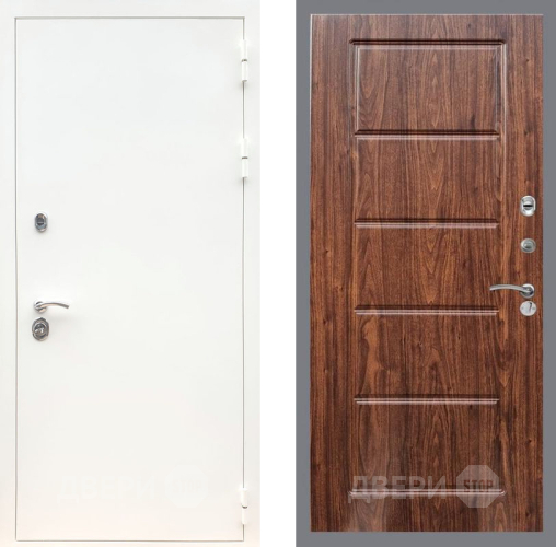 Входная металлическая Дверь Рекс (REX) 5 Белая Шагрень FL-39 орех тисненый в Реутове