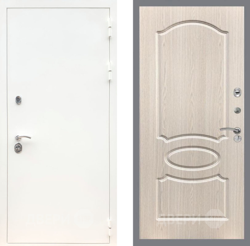 Входная металлическая Дверь Рекс (REX) 5 Белая Шагрень FL-128 Беленый дуб в Реутове