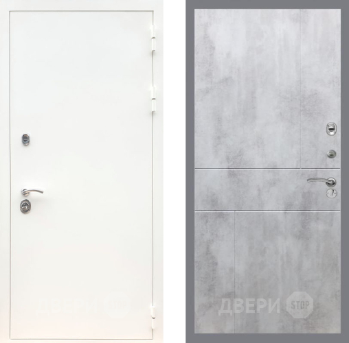 Входная металлическая Дверь Рекс (REX) 5 Белая Шагрень FL-290 Бетон светлый в Реутове