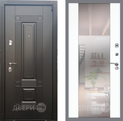 Входная металлическая Дверь Рекс (REX) 9 СБ-16 Зеркало Силк Сноу в Реутове