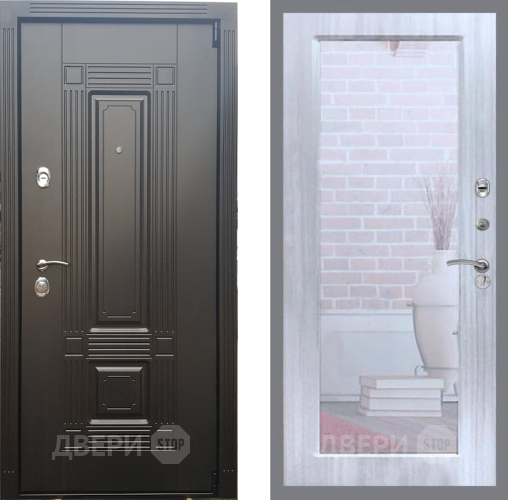 Входная металлическая Дверь Рекс (REX) 9 Зеркало Пастораль Сандал белый в Реутове