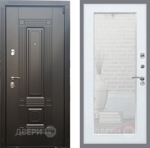 Входная металлическая Дверь Рекс (REX) 9 Зеркало Пастораль Силк Сноу в Реутове