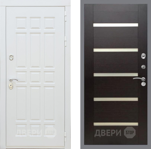 Входная металлическая Дверь Рекс (REX) 8 Силк Сноу СБ-14 стекло белое венге поперечный в Реутове