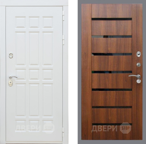 Входная металлическая Дверь Рекс (REX) 8 Силк Сноу СБ-14 стекло черное Орех бренди в Реутове