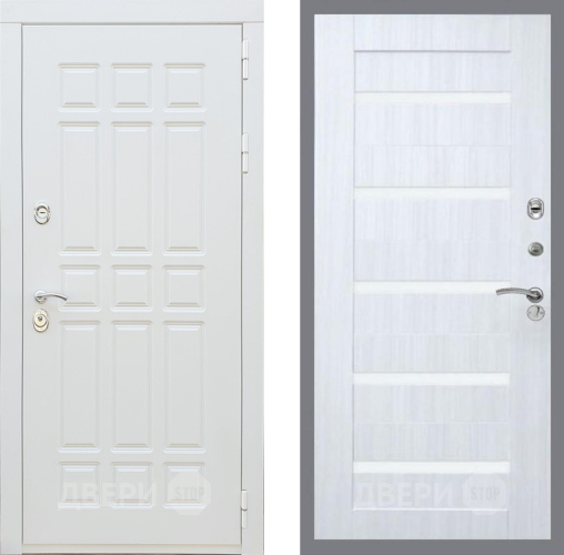 Входная металлическая Дверь Рекс (REX) 8 Силк Сноу СБ-14 стекло белое Сандал белый в Реутове