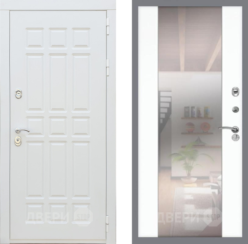 Входная металлическая Дверь Рекс (REX) 8 Силк Сноу СБ-16 Зеркало Силк Сноу в Реутове