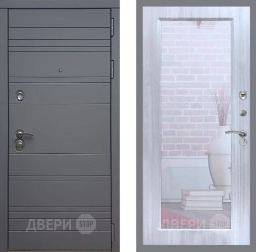 Входная металлическая Дверь Рекс (REX) 14 силк титан Зеркало Пастораль Сандал белый в Реутове