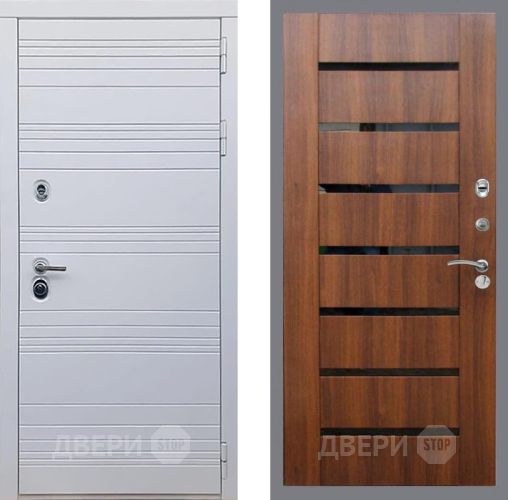 Входная металлическая Дверь Рекс (REX) 14 Силк Сноу СБ-14 стекло черное Орех бренди в Реутове