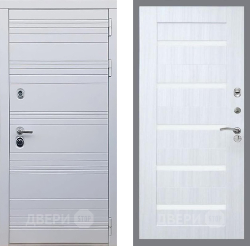 Входная металлическая Дверь Рекс (REX) 14 Силк Сноу СБ-14 стекло белое Сандал белый в Реутове