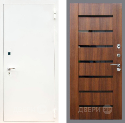 Дверь Рекс (REX) 1А Белая шагрень СБ-14 стекло черное Орех бренди в Реутове