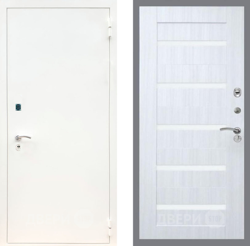 Дверь Рекс (REX) 1А Белая шагрень СБ-14 стекло белое Сандал белый в Реутове