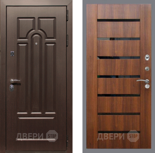 Входная металлическая Дверь Рекс (REX) Эврика СБ-14 стекло черное Орех бренди в Реутове