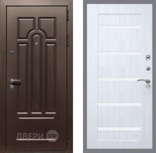 Входная металлическая Дверь Рекс (REX) Эврика СБ-14 стекло белое Сандал белый в Реутове