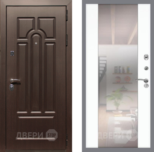 Входная металлическая Дверь Рекс (REX) Эврика СБ-16 Зеркало Силк Сноу в Реутове