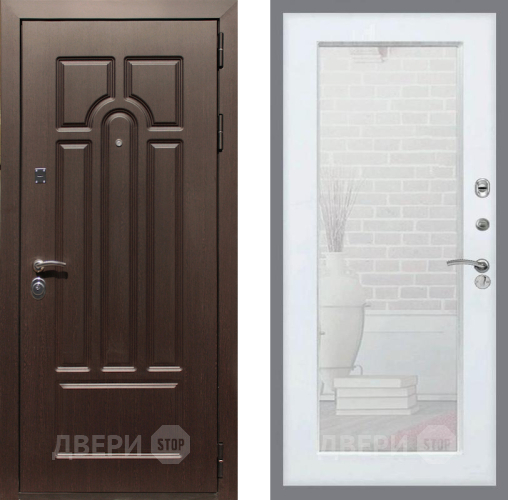 Входная металлическая Дверь Рекс (REX) Эврика Зеркало Пастораль Белый ясень в Реутове