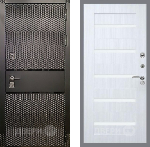 Дверь Рекс (REX) 15 Черный Кварц СБ-14 стекло белое Сандал белый в Реутове