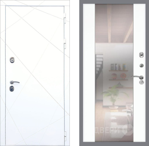 Входная металлическая Дверь Рекс (REX) 13 Силк Сноу СБ-16 Зеркало Силк Сноу в Реутове